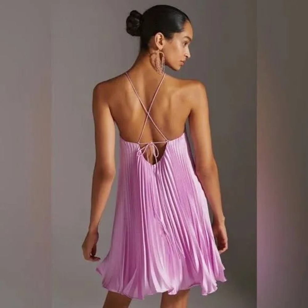 Monique Lhuillier Satin Halter Minidress